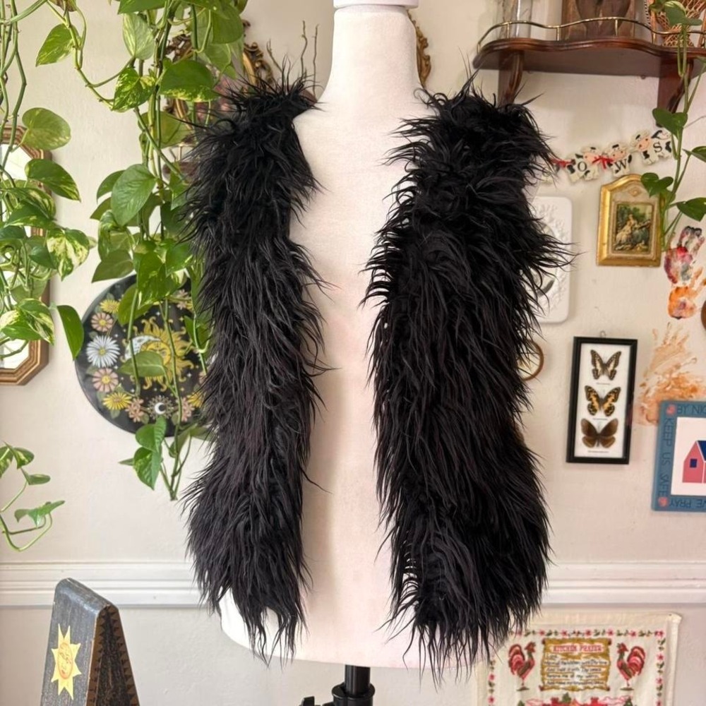 Vintage Y2K Claires Faux Fur‎ Ribbed Vest Penny Lane S/M Gothic Fairy Grunge